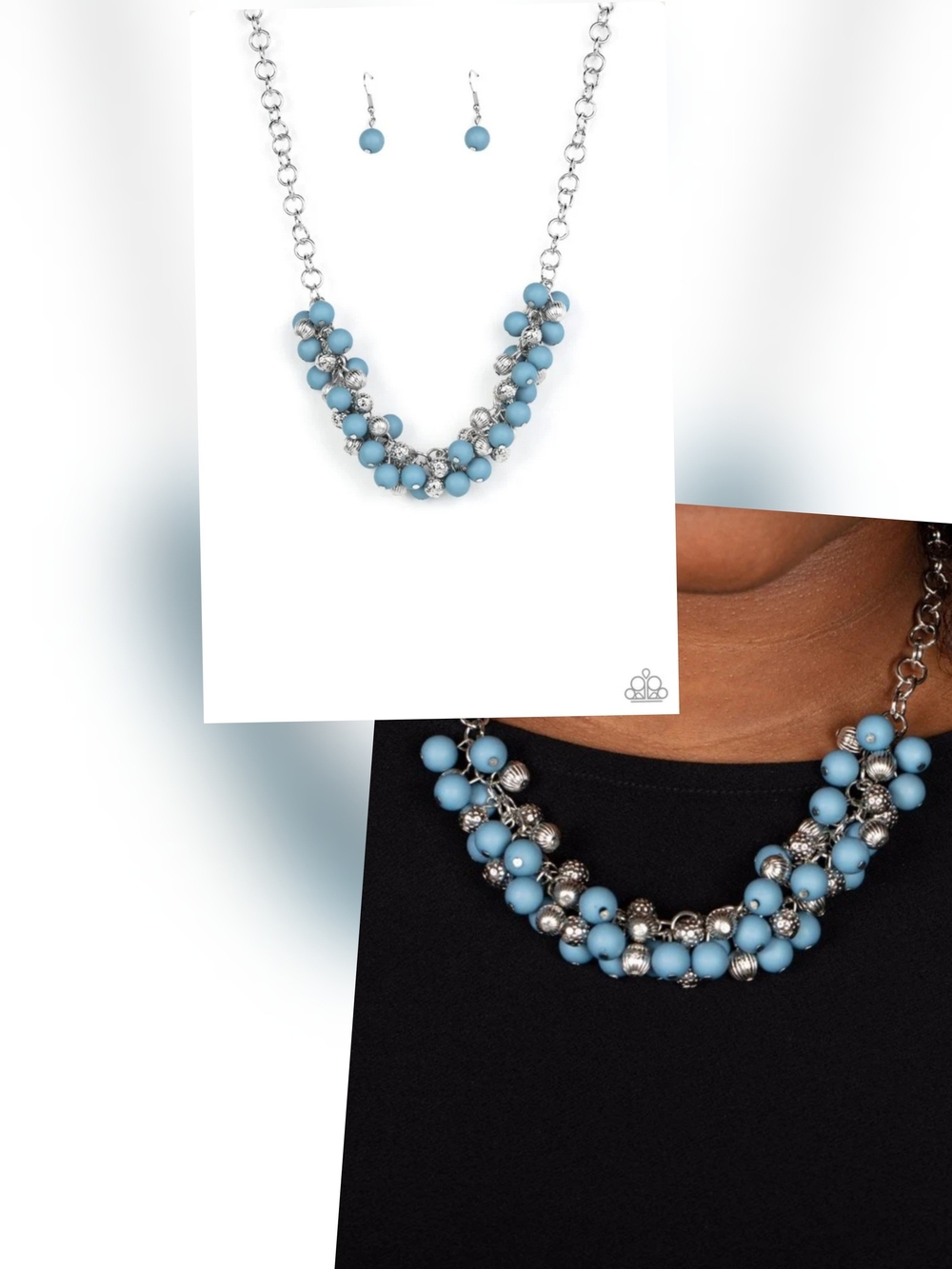 PARTY POCESSION BLUE NECKLACE/EARRING SET